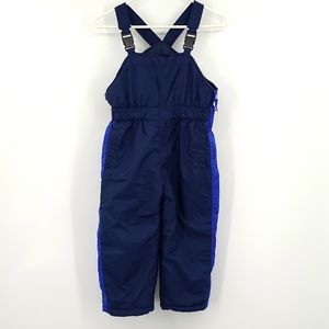 London Fog M/5-6 Navy royal blue side zip striped plastic clip snow bib overalls
